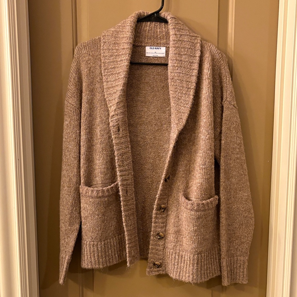 Old Navy Tan Knit Cardigan with Pockets near vintage quality